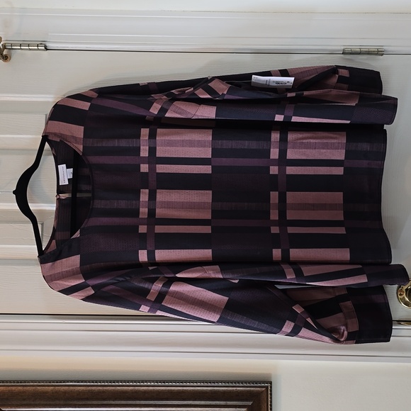 LIZ CLAIBORNE WOMENS CREWNECK PULLOVER PLUS SIZE PURPLE & BLACK TOP SIZE 3X - Picture 2 of 14